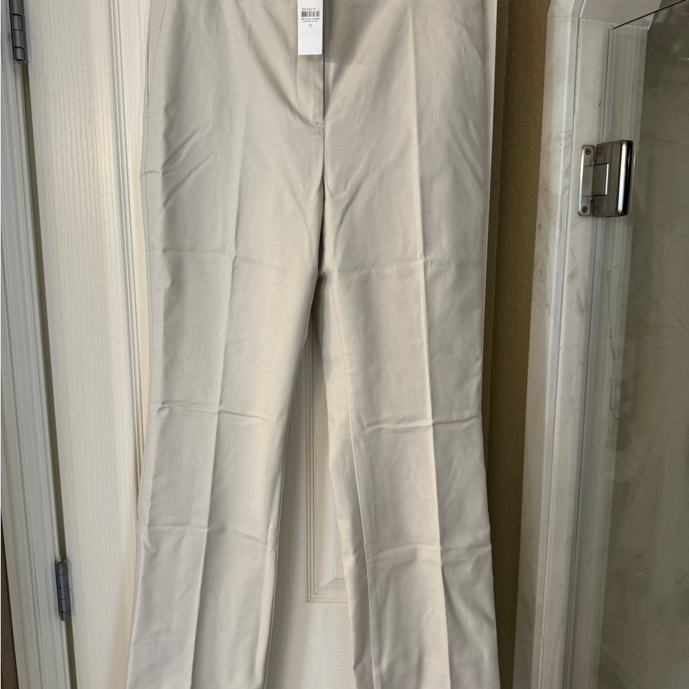 Ann Taylor Cream Straight-Leg Dress Pants